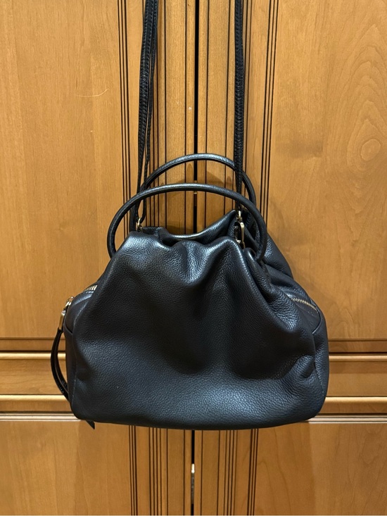 HOBO Handbags - HOBO Black Pebbled Leather Shoulder Bag with Top Handles